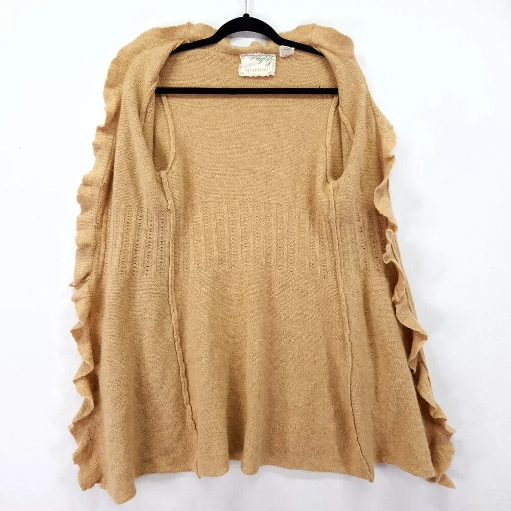 Anthropologie Sparrow Duster Cardigan Lambswool Angora Blend Beige Size Medium - Picture 3 of 14
